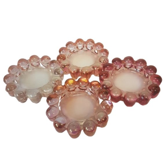 Set of 4 Vintage Boopie Glass Nova Candlewick Bubble Glass Ashtray Candle Holder - Picture 1 of 16
